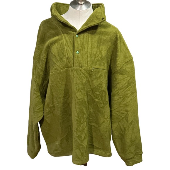 EMS Pinnacle Performance Olive Green‎ Fleece Pullover 1/4 Snap Close Men's XXL - Picture 1 of 6